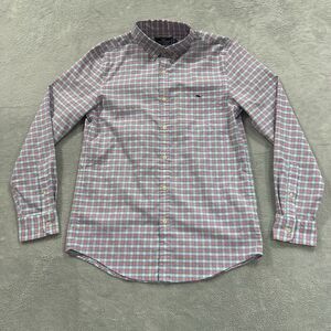 Vineyard Vines Whale Button Shirt Men Small Blue Pink Plaid Slim Fit